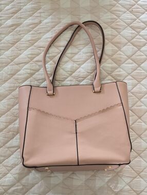 Women's Pink Tote Bag with Scallop Detail